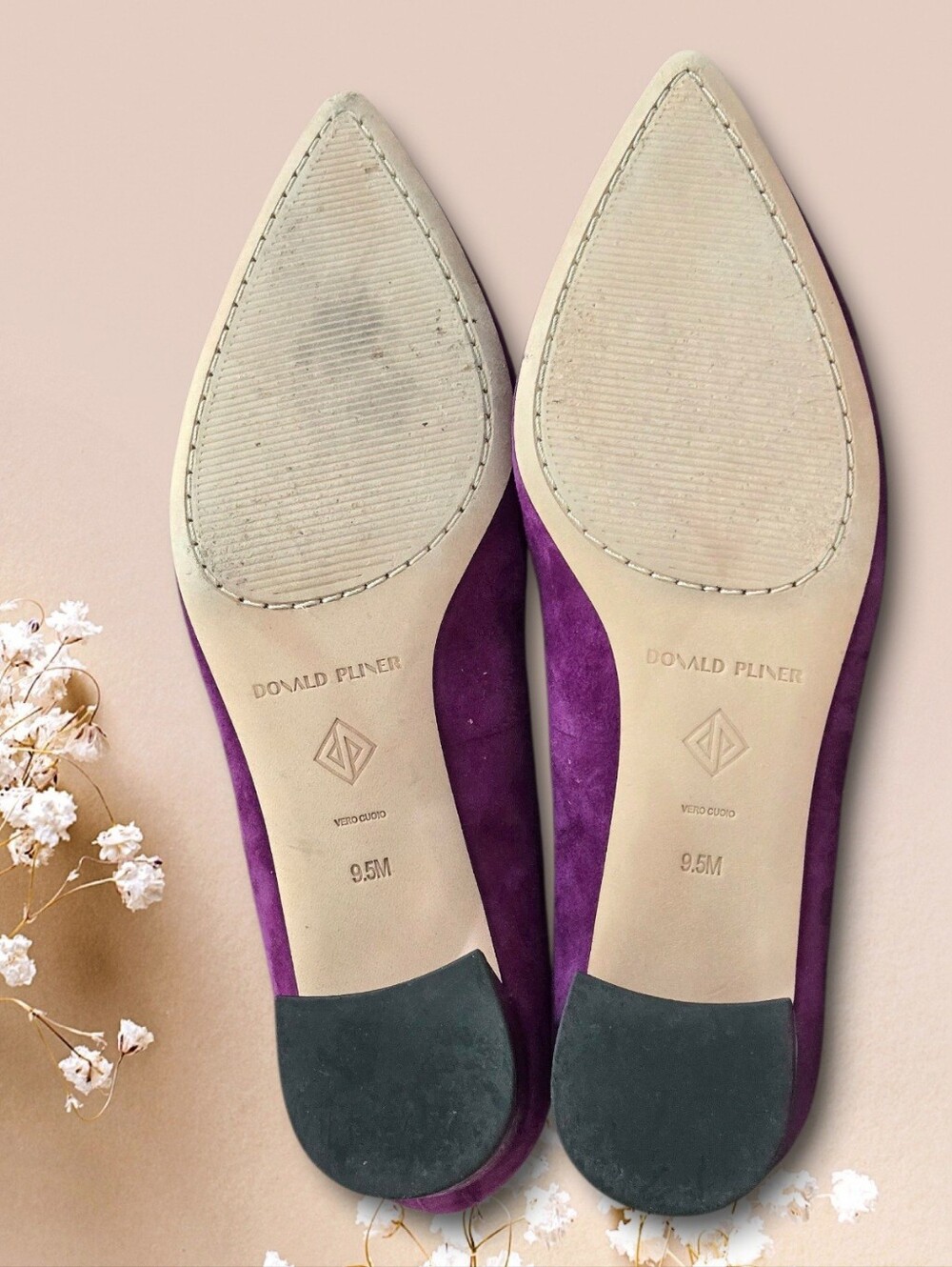 Donald Pliner Suzette Purple Suede Pointed Toe Block Heel Pumps Sz 9.5 - Picture 5 of 8